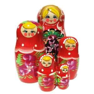  GreatRussianGifts Solana nesting doll (5 pc) Red Toys 