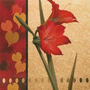  Amaryllis Red Damasque by Tan Chun 24x24