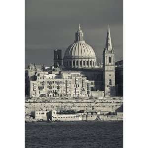 Malta, Valletta, Skyline with St; Pauls Anglican Cathedral and 