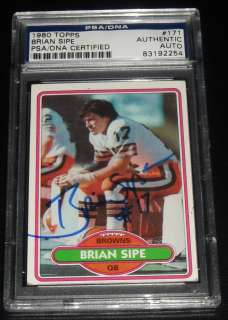 BRIAN SIPE SIGNED AUTOD 1980 TOPPS CARD SLAB PSA/DNA RARE BROWNS MVP 