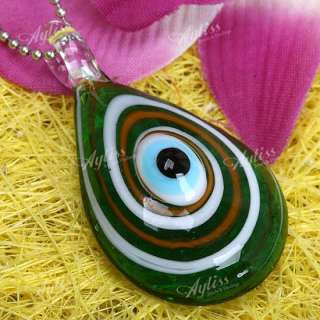 Green Lampwork Glass Evil Eye Bead Pendant For Necklace  
