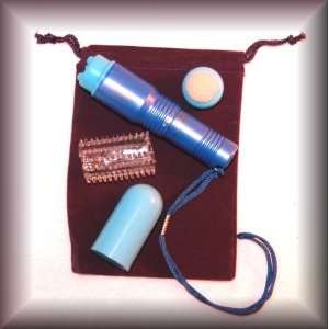 MINI MITE Massager 4 Inch BLUE with PURPLE Velveteen Drawstring Pouch 