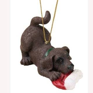 Chocolate Labrador Retriever Santa Hat Dog Ornament by Big Sky Carvers