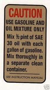 CLINTON ENGINE Decal/ Caution & Gas Oil Mixture  