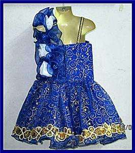 SZ 6 NEW BLUE GOLD GIRL PARTY NATIONAL PAGEANT GLITZ DRESS VERY CUTE