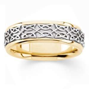  Womens 14k Two Tone Gold Celtic Inspired Wedding Band (7 