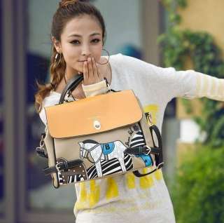 Womens Korean Style City Hunter Pony Package Handbag 2 Colors Brown 10 