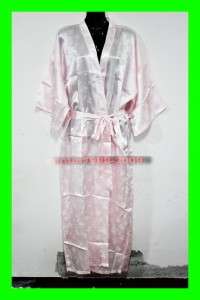 THAI SILK KIMONO DRESSING GOWN SLEEPWEAR ROBE   Pink  