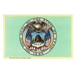  Utah, View of the State Seal Giclee Poster Print, 16x12 