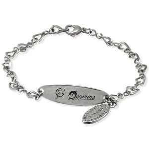   NFL Miami Dolphins Stainless Steel Sports ID Charm Bracelet Jewelry
