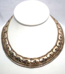 Vintage Cleopatra Egyptian Revival Heavy Goldtone Collar Necklace 