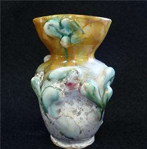 PINCH POT VASE ITALY HAND PAINTED GLAZED CLAY SMALL  