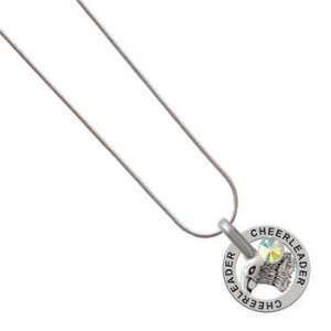 Silver Falcon Charm on Cheerleader Snake Chain Necklace AB Crystal