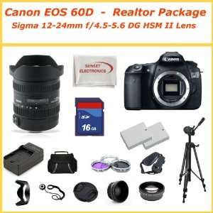 Canon EOS 60D DSLR Camera w/ Ultra Wide Angle 12 24mm Autofocus Lens 