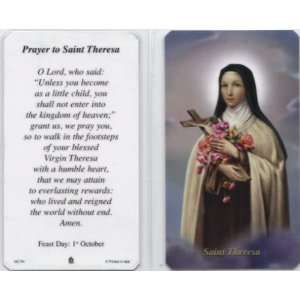  Prayer to Saint Theresa Laminated Holy Card (Religious Art 