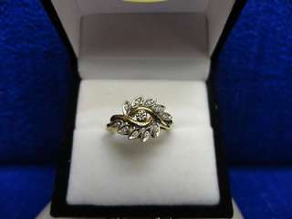 10K TWO TONE GOLD DIAMOND CLUSTER (1/10 CT TW) RING, SIZE 6  