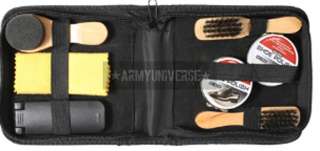 Black Military Shoe & Boot Cleaning Kit With Tactical Travel Case 