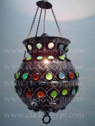 Aladdin Arabian Egyptian Handmade Jeweled Hanging Lamp  