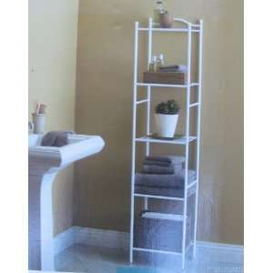  White Towel Tower with 5 Wire Shelves