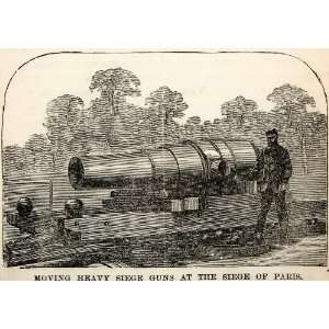  1871 Wood Engraving Siege Gun Franco Prussian War 