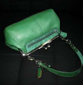 COACH GREEN LEATHER FRAME GALLERY SATCHEL PURSE BAG WOW  