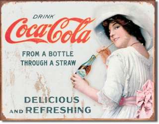 Vintage Retro Tin Sign Coca Cola Coke Victorian Girl  