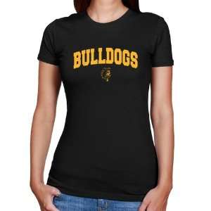 NCAA Ferris State Bulldogs Ladies Black Logo Arch Slim Fit T shirt 