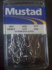 Mustad 34007 Stainless Steel OShaunessy Hooks,2/0 x100