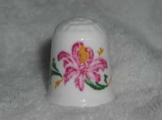 1979 COALPORT MOTHERS DAY THIMBLE PINK FLORAL ORCHID  