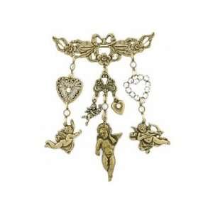  Angels & Hearts Charm Victorian Brooch Pin Womens Jewelry 