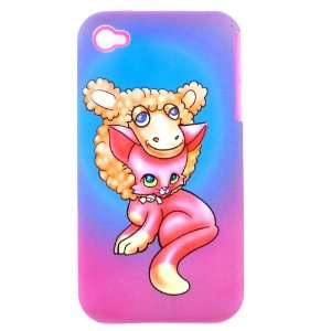  APPLE IPHONE 4 4S LAMB CAT DUAL LAYER SNAP ON HARD COVER 