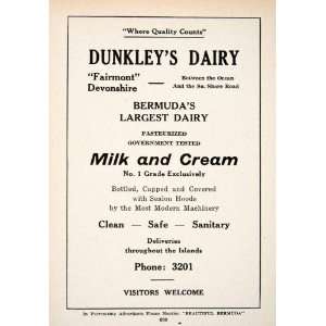   Bermuda Milk Cream Pasteurized   Original Print Ad