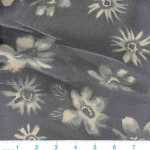  58 Wide Shimmer Print Daisy Charcoal Fabric By The Yard 
