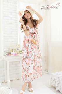 Floral Stretch Women Sexy Beach Cocktail Boho Belted Long Party Maxi 