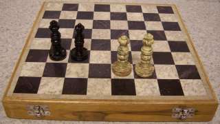 Chess Set & wood Storage Box Board India Maharaja hand carved solid 