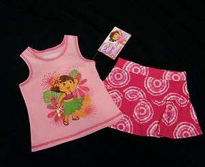 Girls Dora The Explorer Skort/ Skirt Set Size 18 Months New With Tags 