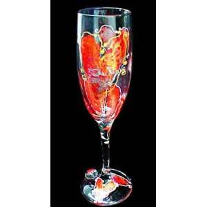  Hearts of Fire Design   Hand Painted   Flute   6 oz.