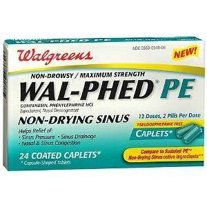   Wal Phed PE Non Drying Sinus Caplets, 24 ea 