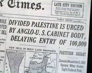 JEWISH HOMELAND CREATION Israel Palestine1946 Newspaper  