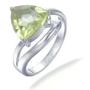 10MM 3CT Lemon Quartz Ring In Sterling Silver In Size 6 (Available In 