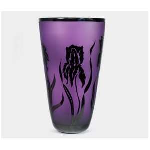  Correia Designer Art Glass, Vase Lilac/black Iris
