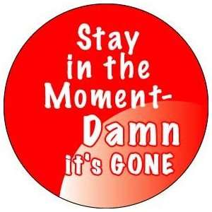  STAY IN THE MOMENT   DAMN ITS GONE Pinback Button 1.25 