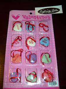NEW VALENTINES 1 SWEET HEART CONVERSATION ORNAMENTS SET OF 12 HEARTS 