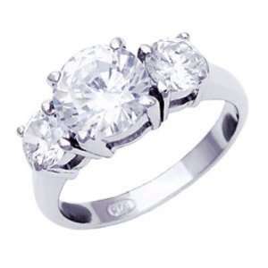   Sterling Silver Past Present Future CZ Engagement Ring   8 Jewelry