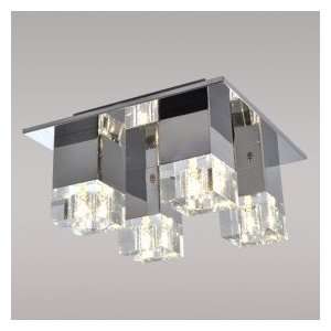  80w Flush Mount with 4 Lights in Cubic Crystal Lampshade 