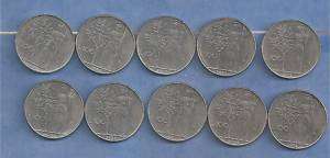 ITALY 100 L COIN DIFFERENT 10 PIECES 1972 87 SEE LIST  