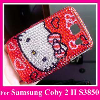 Hello Kitty RD Bling Case Cover f Samsung CORBY 2 S3850  