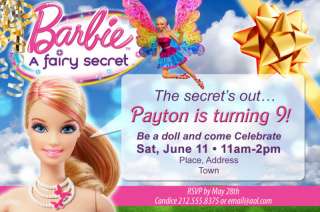 BARBIE FAIRY SECRET BIRTHDAY INVITATIONS INVITES  