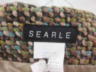 SEARLE Green Tweed Pleated Pencil Skirt Sz 8  