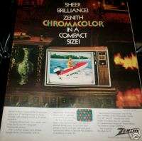Vintage 1972 color ad Chromacolor Zenith color tv  